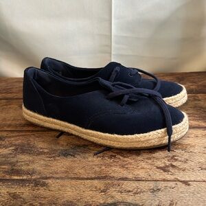 Clarks Lace up  Espadrille Navy Suede Size 7Like New